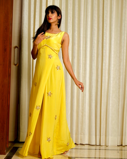 Maxi Slot Gown- Yellow