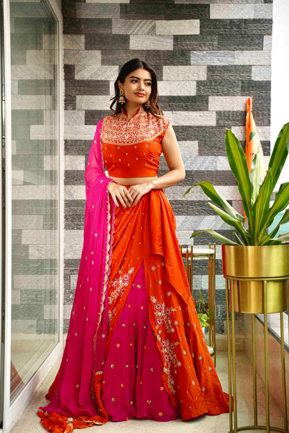 Embroidered Lehenga in Combination