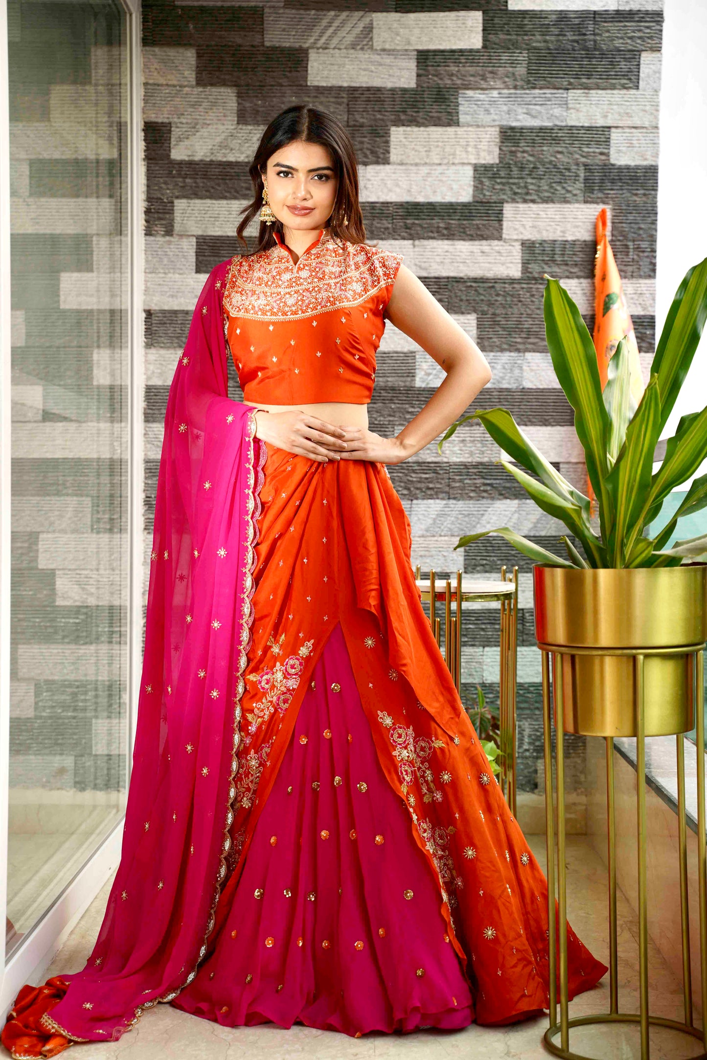 Embroidered Lehenga in Combination