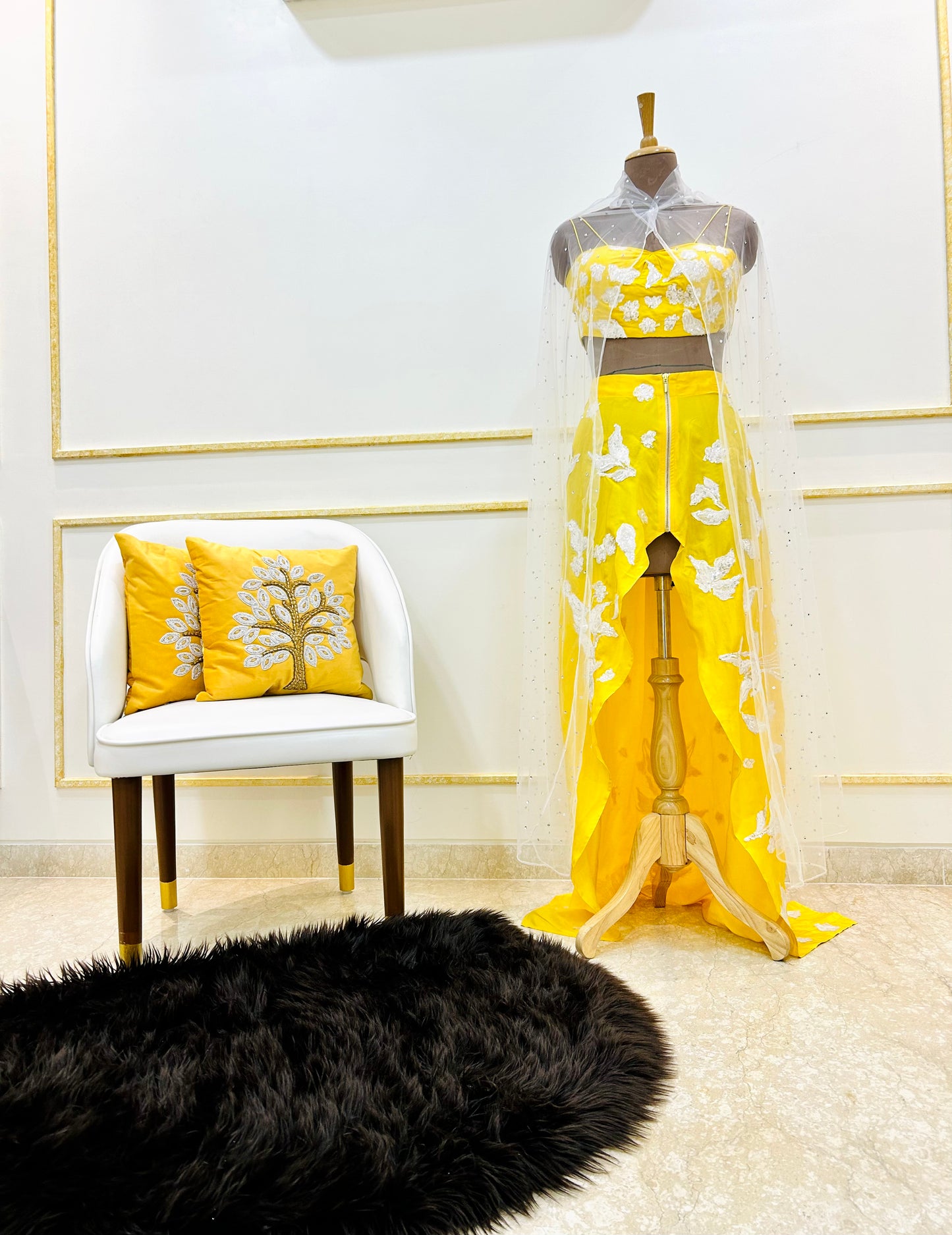 Contrast Yelow Dress Set